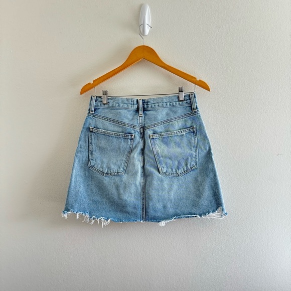 Agolde Criss Cross Buttonfly Distressed Denim Skirt Size 27 - Picture 6 of 13